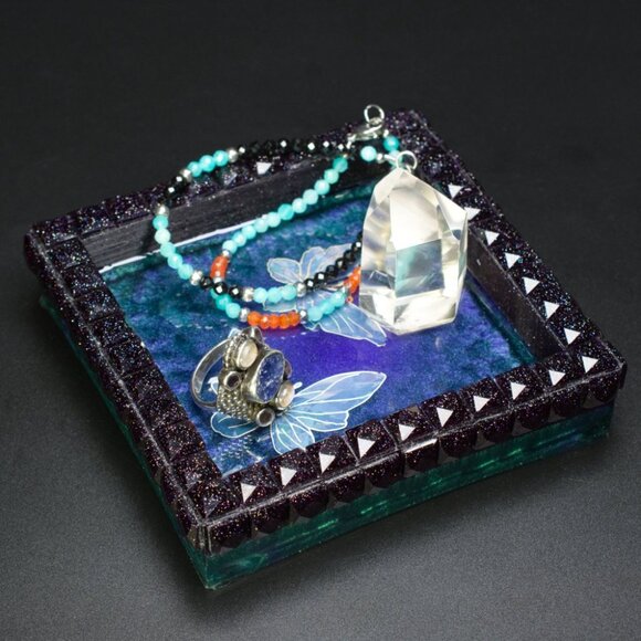 Crystal Edge Trinket Dish with Butterflies | Crystal Edge Ring Dish - Picture 3 of 3